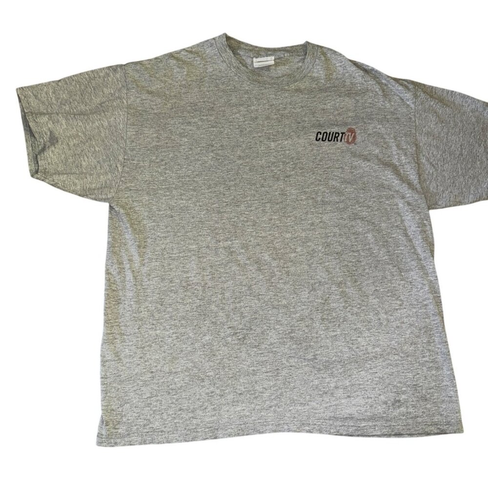 Vintage Hanes Beefy-T Adult‎ XL Gray "Court TV" Logo T-Shirt Television Crime